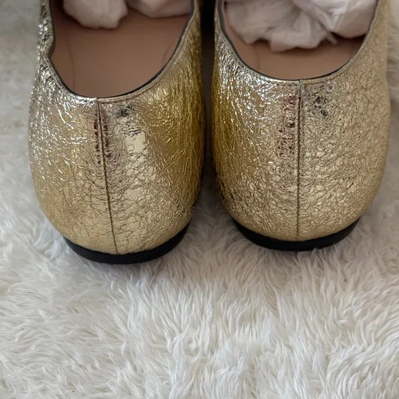 Gucci Gold Metallic Fringe Leather Loafers with GG Horsebit